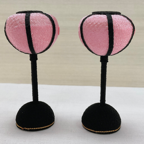 お雛様小道具【雛台＆桜金屏風 高さ19cm＆ぼんぼり一対】3点