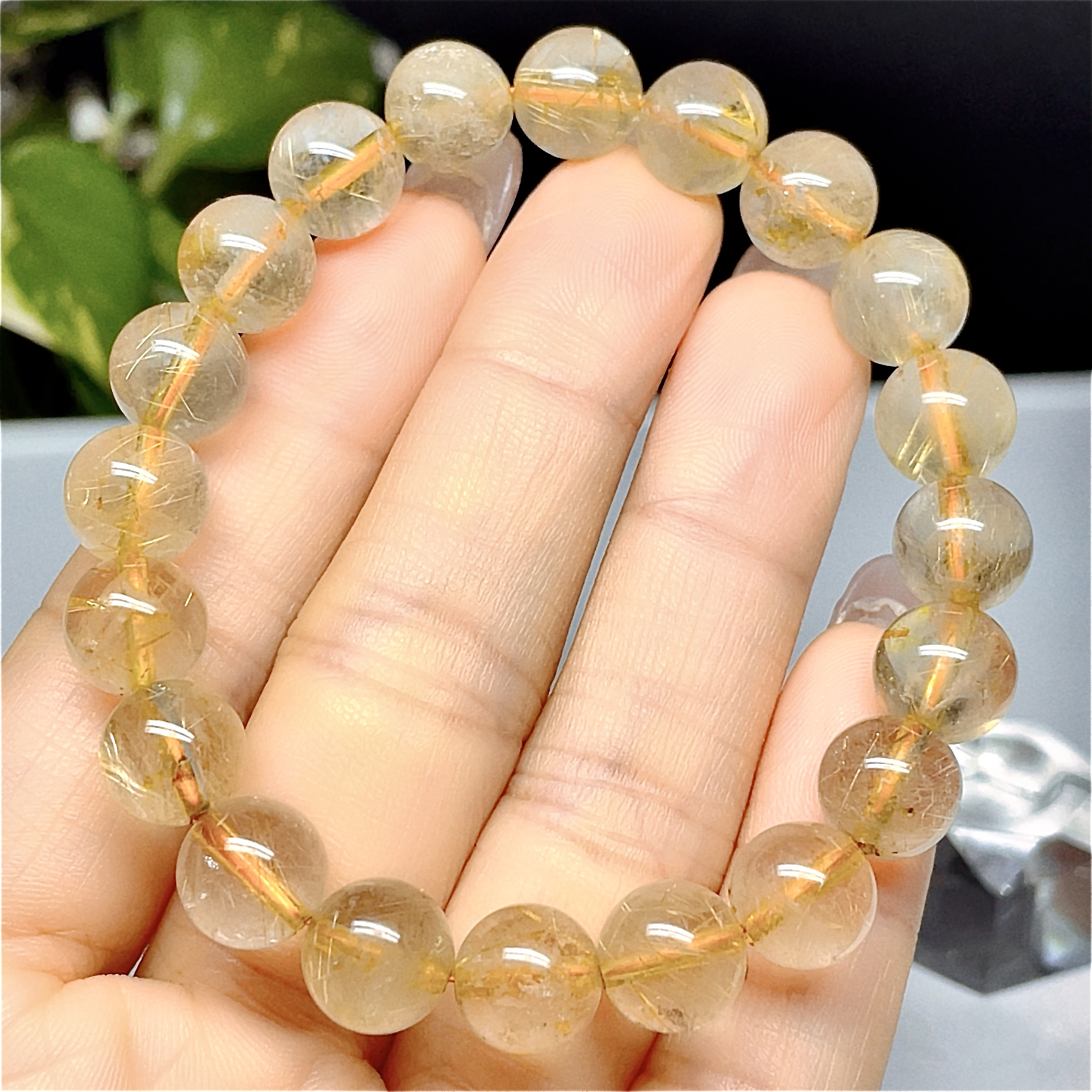 ゴールドタイチンルチル透明タイプ 9mm 内径16cm ヒカル ゴールドタイチンルチル透明タイプ 9mm 内径16cm ヒカル