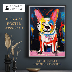 【ストリートドッグ - ウェルシュコーギー犬 No.2】抽象画 現代アートポスター 犬の絵 犬の絵画 犬のイラスト 1枚目の画像
