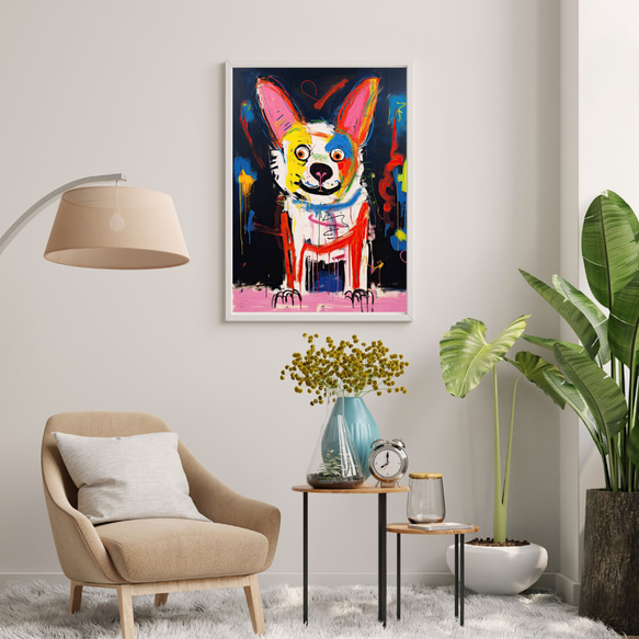 【ストリートドッグ - ウェルシュコーギー犬 No.2】抽象画 現代アートポスター 犬の絵 犬の絵画 犬のイラスト 7枚目の画像