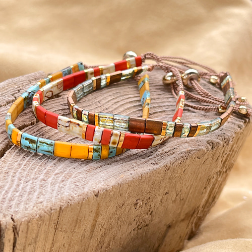 ティラビーズブレスレット CANARY ｜ラスティブルー×ブロンズ