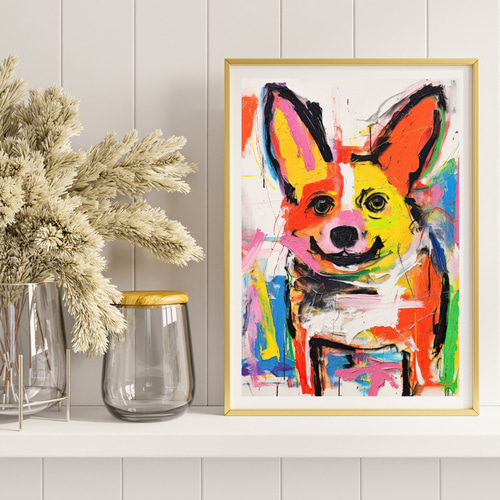コーギー ウェルシュコーギー 犬 犬の絵 原画 絵画 鉛筆画