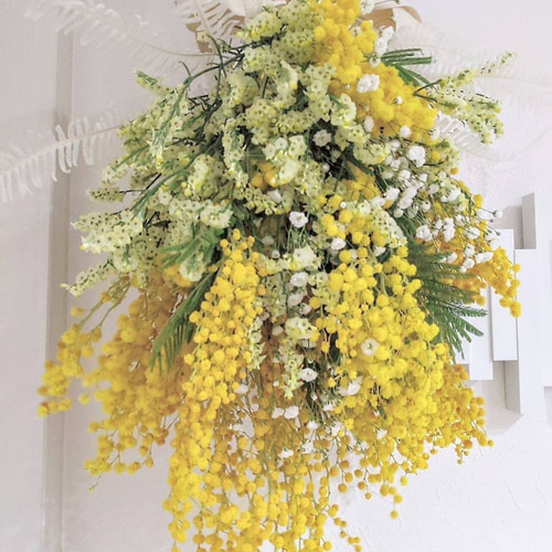 人気商品!ミモザの花束、スワッグドライフラワーLサイズ 人気商品!ミモザの花束、スワッグドライフラワーLサイズ