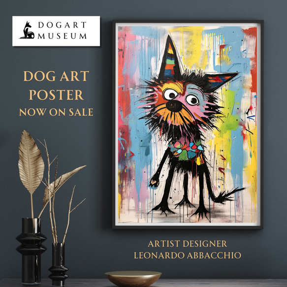 【ストリートドッグ - ヨークシャーテリア犬 No.1】抽象画 現代アートポスター 犬の絵 犬の絵画 犬のイラスト 1枚目の画像