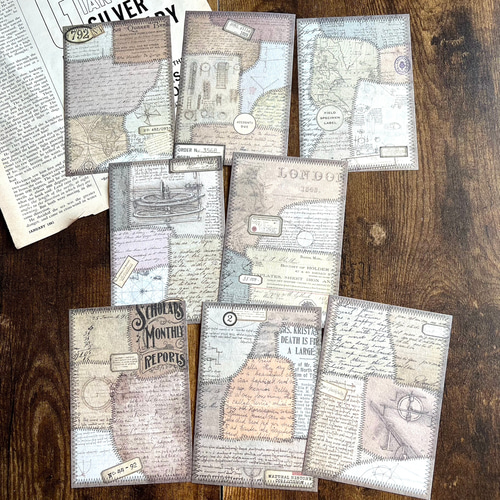 パッチワーク柄のコラージュペーパー・ペーパー素材・32枚【mc