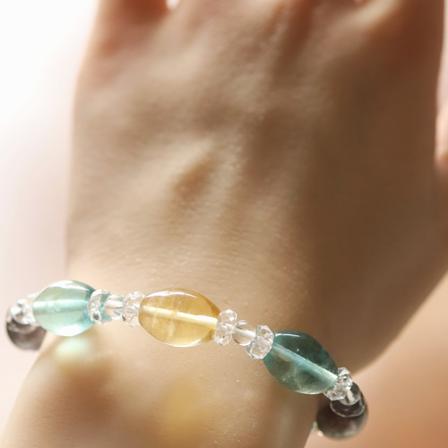 ☆プレミアムブレス☆フローライト（マルチカラー・天珠タイプ）：横幅