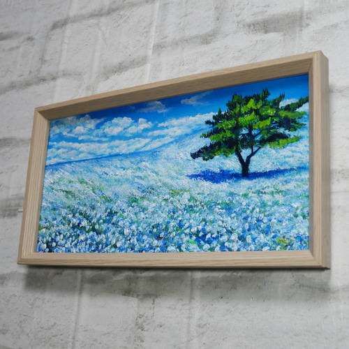 油絵 油彩 油彩画 絵 絵画【青いネモフィラの丘 】 | HIROSHI1990