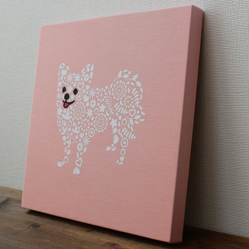 ロングコートチワワのパネル M-749【全10色】/白 ファブリックパネル