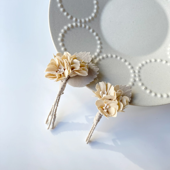 親子でお揃いイエローベージュ八重桜❤︎ 布花ブローチ 卒園式 卒業式  