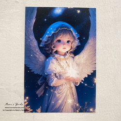 女孩天使宇宙祈禱星星藝術 3 明信片明信片套裝♪ 第4張的照片