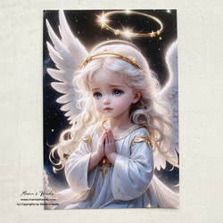 女孩天使宇宙祈禱星星藝術 3 明信片明信片套裝♪ 第3張的照片