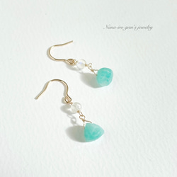 14kgf amazonite × moonstone pierce 8枚目の画像