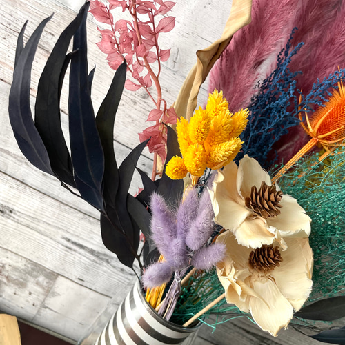 ドライフラワー モンスターカラーのインテリア そのまま飾るだけ 花束