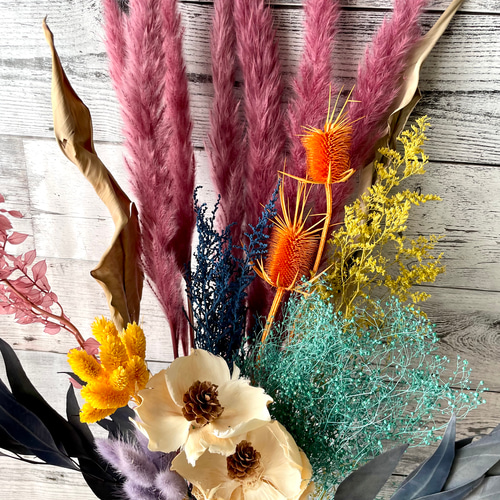 ドライフラワー モンスターカラーのインテリア そのまま飾るだけ 花束