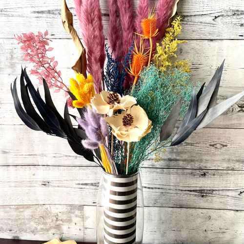 ドライフラワー モンスターカラーのインテリア そのまま飾るだけ 花束