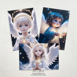 女孩天使宇宙祈禱星光藝術 3 明信片明信片套裝♪ 第1張的照片