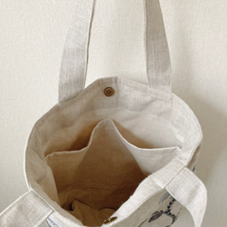 リネンのしずく型バッグ（インドフラワー刺繍） 4枚目の画像