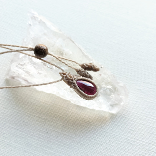 ♡ロードライトガーネット・マクラメペンダントdrmini