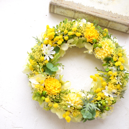 ナチュラルリース ミモザリース ミモザのナチュラル三日月リース - Style of Grace online shop