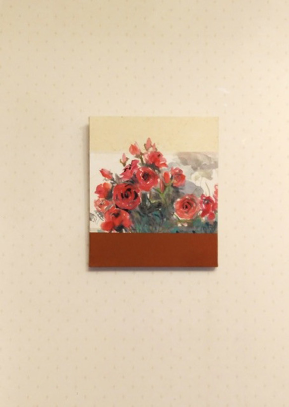 『薔薇』 墨絵・水墨画・墨彩画  絵画　30.0 x 35.0cm  インテリア　モダン壁掛け　原画　アートパネル 5枚目の画像