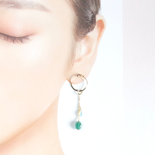 14kgf *グリーンアメジスト×アメトリン×グランディディエライト ピアス