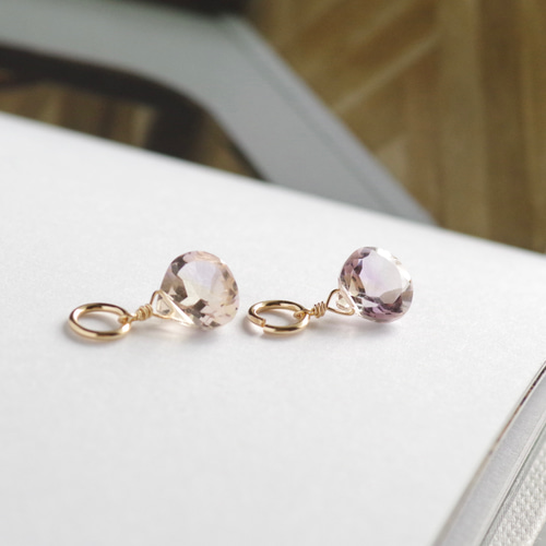 14kgf グリーンアメジストxムーンストーン∗*゜しゃらチャーム 14kgf