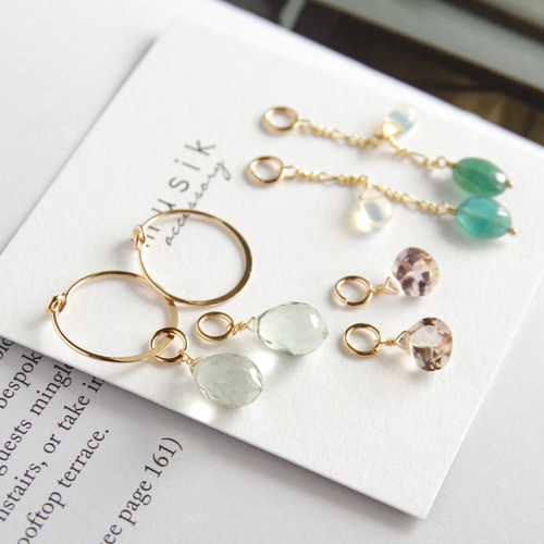 14kgf *グリーンアメジスト×アメトリン×グランディディエライト ピアス