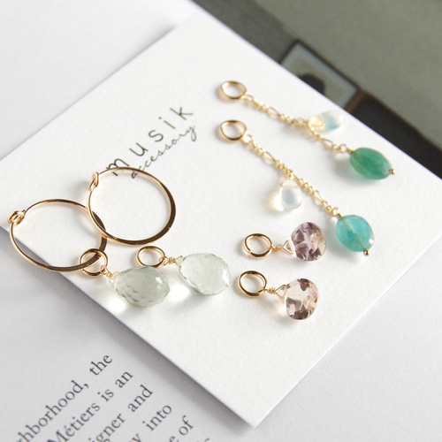 14kgf *グリーンアメジスト×アメトリン×グランディディエライト ピアス