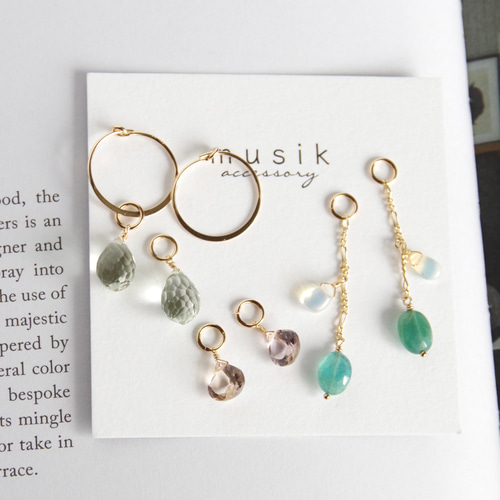 14kgf *グリーンアメジスト×アメトリン×グランディディエライト ピアス