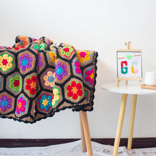 ハンドメイド かぎ針編み フラワーモチーフ 編み物 デイジー グラニー