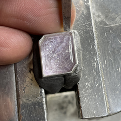 トルマリン　×　ルチルクォーツ　ダブレットストーン　変形6角形　シルバーSV925リング 12枚目の画像