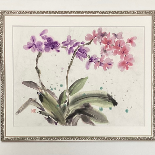 5,500『Orchid's Matured Charm〜洋蘭大人の魅力』墨絵 水墨画