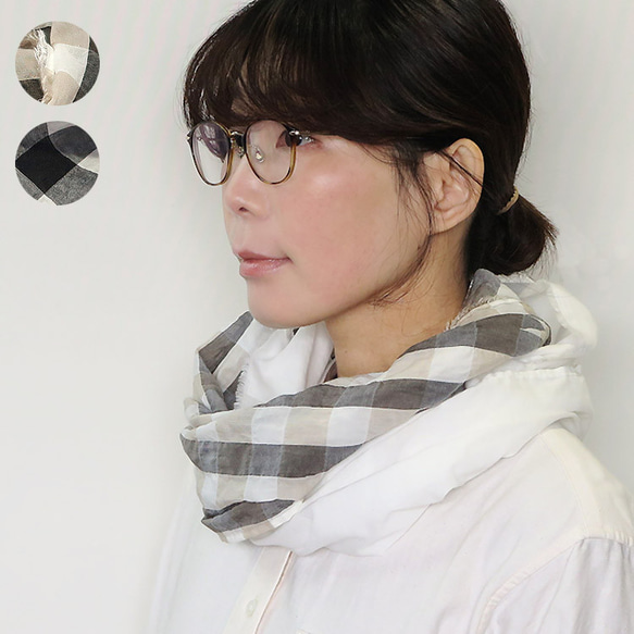 春夏に使えるスヌード～Block Check Cotton Snood～ 1枚目の画像