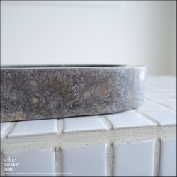 大理石トレイOval-GY アクセサリートレイ マーブルトレイ 小物入れ 天然大理石 洗面用品置き アクセサリートレイ 3枚目の画像