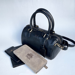 【限量】英倫設計牛皮手提包手提包迷你波士頓伊頓黑色 第9張的照片