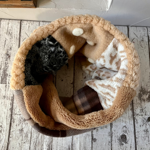 襤褸 BORO リメイク ツギハギ 格子柄 シングルスヌード ネック
