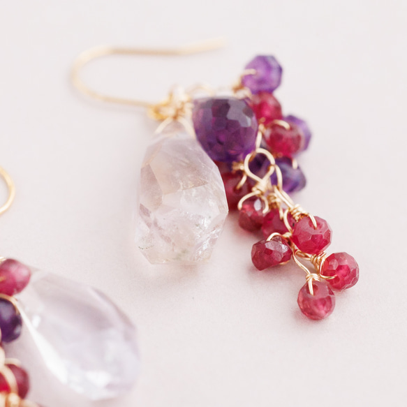 紫黃晶、紫水晶和紅寶石耳環 第6張的照片