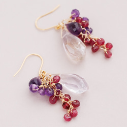 紫黃晶、紫水晶和紅寶石耳環 第10張的照片