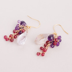 紫黃晶、紫水晶和紅寶石耳環 第9張的照片