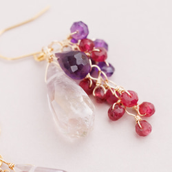 紫黃晶、紫水晶和紅寶石耳環 第11張的照片