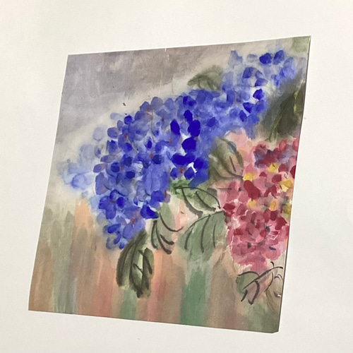 紫陽花〜大輪 絵画 墨絵 水墨画 墨彩画 インテリアアート 雑貨ギフト 紫色 5,500『Hydrangea〜紫陽花 』墨絵 水墨画 インテリアアート 雑貨
