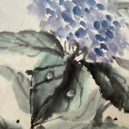 5,500『Hydrangea〜紫陽花 』墨絵 水墨画 インテリアアート 雑貨