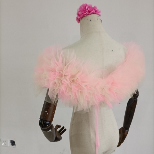 取り外しオフショルダー ソフトチュール ピンク イエロー ２色ミックス お色直し