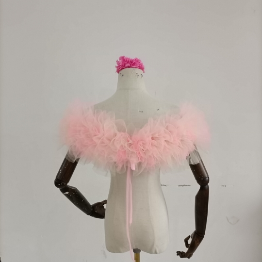 取り外しオフショルダー ソフトチュール ピンク イエロー ２色ミックス お色直し