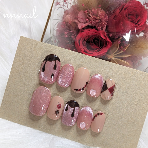 バレンタインデザイン ネイルチップ 組み合わせ自由 2000円〜 バレンタインデザイン ネイルチップ 組み合わせ自由 2000円