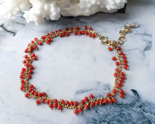 美品☆K10PG☆桃色珊瑚の素敵なブレスレット☆エンジェルスキン 美品☆K10PG☆桃色珊瑚の素敵なブレスレット☆エンジェルスキン