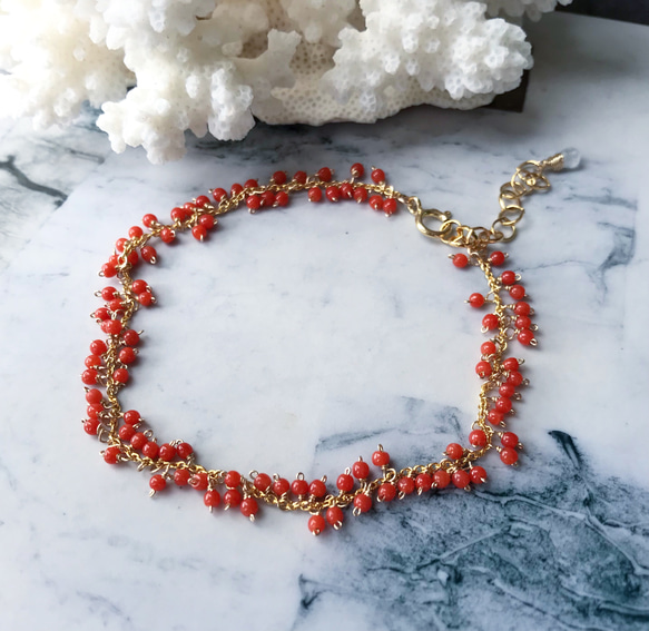 美品☆K10PG☆桃色珊瑚の素敵なブレスレット☆エンジェルスキン 高知県産 天然 宝石珊瑚 桃色サンゴ 深海サンゴ 6.5mm