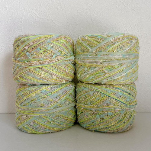 引き揃え毛糸玉*ライムイエロー、ミント×フラッグ *4種 毛糸 Decora