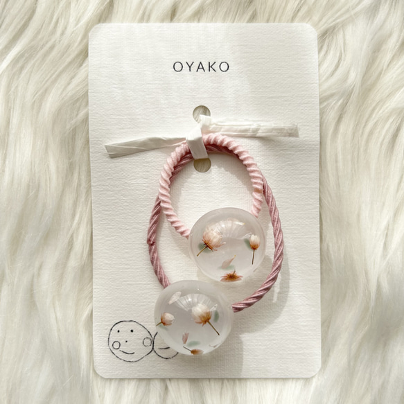 【OYAKOでお揃い】ほんのりピンクのドーム型ヘアゴム（ピンク） 3枚目の画像