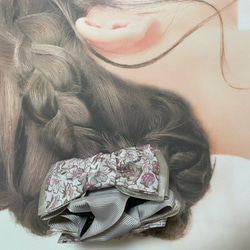 バンスクリップ クラシカルピンク リバティ 大人 リボン ヘアアクセサリー 髪飾り 花柄  アシュテッド 8枚目の画像